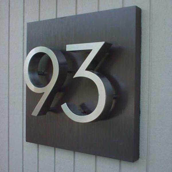 Modern Extra Large 3D Outdoor House Number Plaque Brushed Stainless Steel Finish Metal Door Numbers and Letters Plate Sign