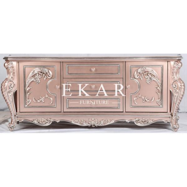 Classic Wood Carved Cabinet Solid Wood Antique Gold Luxury Tv Stand