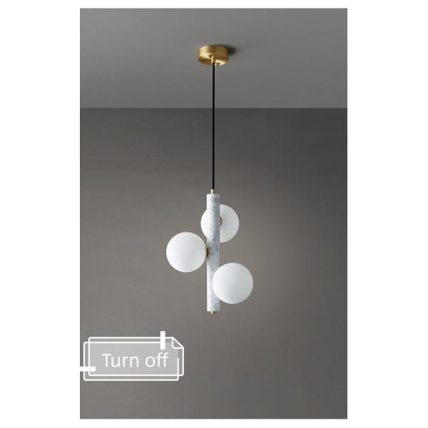Nordic Creative Natural Marble Chandelier Bedroom Restaurant Bar Luxury Brass Lamp