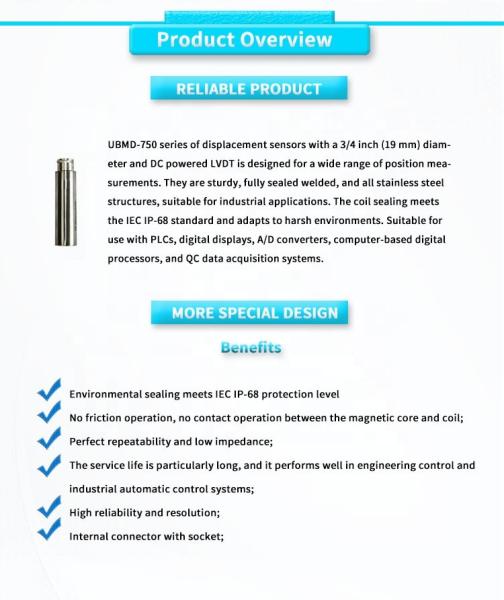 UNIVO UBMD-750Y LVDT Nuclear Power Industry Motion Position Sensor with High Accuracy