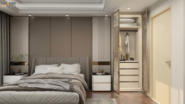 Modern Stylish Wooden Wall Walk in Wardrobe Storage Closet System for Bedroom Design
