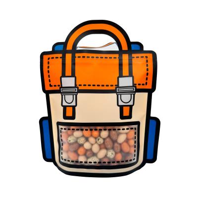 Schoolbag Custom Shaped Pouches Plastic With Matte Clear Window For Storage Candies Sweet Treats