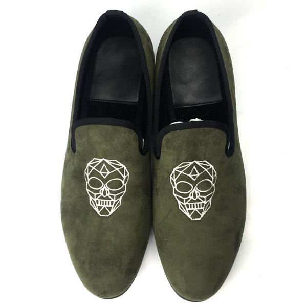 Leisure Light Green Mens Velvet Loafers / Mens Prince Albert Slippers