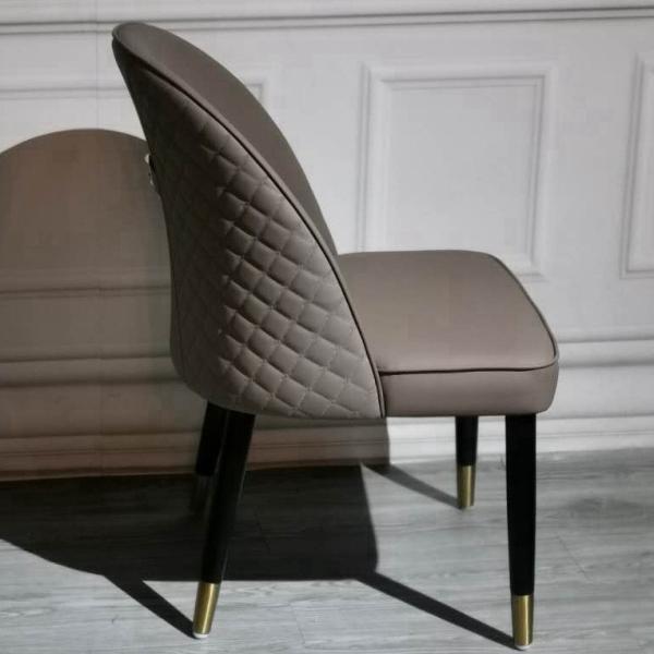 Exquisite Rhombus Patterned Dining Room Chairs Leather Cover Iron Frame