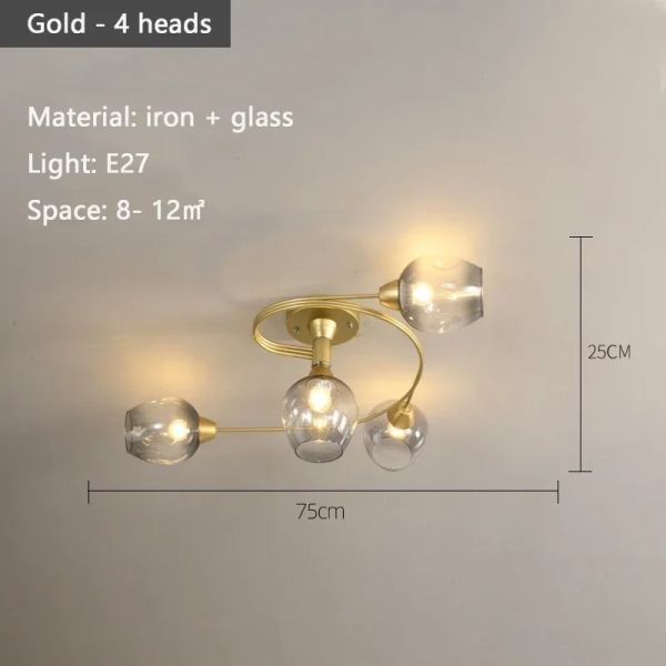 Nordic Glass Ceiling Light Grey Pendant Lamp for Living Room Bedroom Modern Indoor Hanging （WH-AP-681）