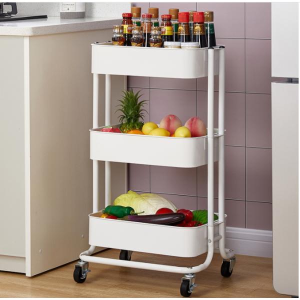 Removable 3 Layers 87cm Height Metal Trolley Cart For Bathroom