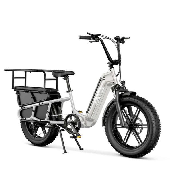 20 Inch Long Tail Electric Cargo Bike 48V Folding Urban Commuter Ebike for Family Kids Pets Large Rack City Transport