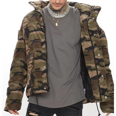 New Product Outdoor Winter Unisex Camouflage Cargo Pocket Puffer Jacket Front Zipper Custom Bomber Jacket for Men