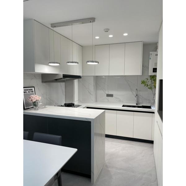 Modern U-Shape Kitchen With Small Island Shaker Cabinets Custom Kitchen Cabinet