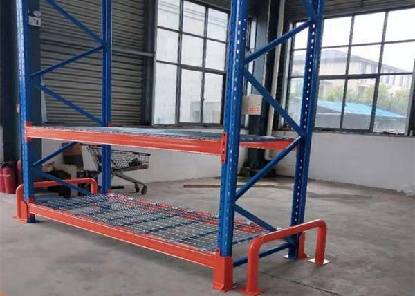 Heavy Duty Wire Pallet Rack Galvanized Steel  Corrosion Protection With Wire Mesh Decking
