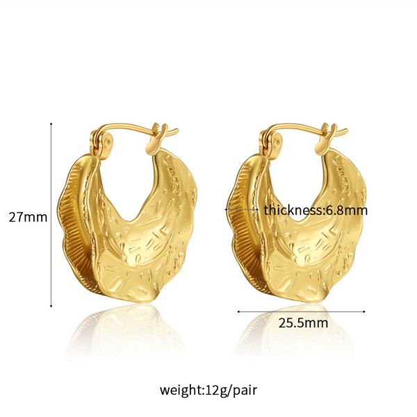 18K Vacuum Gold-Plated Fashion Stainless Steel Round Earring Female Geometric Earrings