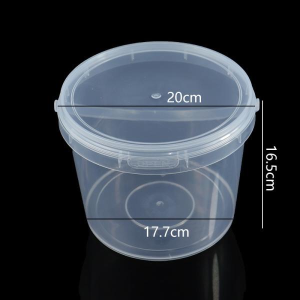 500ml 1L 2L 3L 4L 5L Factory Supply Handle Food Grade Packing Bucket Round White Clear Plastic Round Bucket With Lid