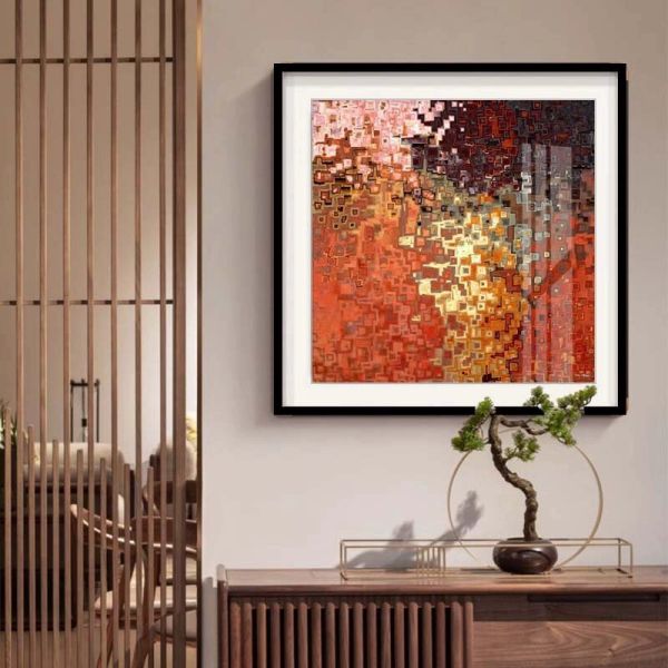 Artesanía exquisita combinada con lienzo de pintura al óleo impreso en HD para decoración de paredes