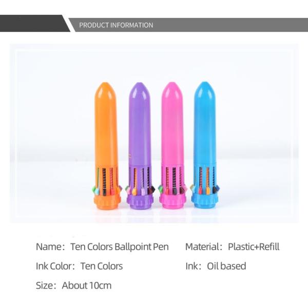 Mini Ten Colors Cute Ballpoint Pen Retractable Colored Ballpoint Pens For Drawing