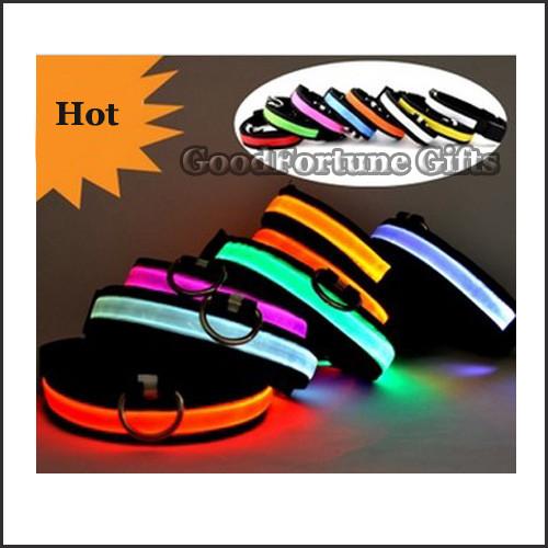 hot sale polyester promotion led flash glow cat dog collar gift printed logo pet supplier