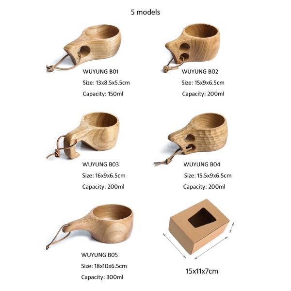 Camping 200ml 6.83 oz Wooden Drinking Cup Traditional Lightweight Coffee Mug