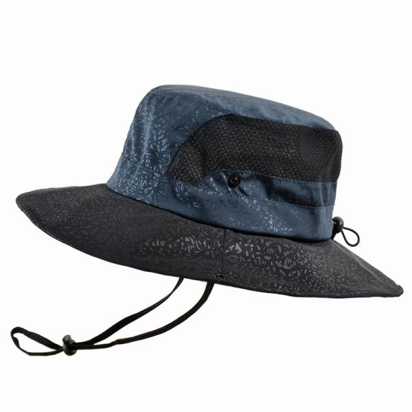 Summer Men'S Outdoor Leisure Big Brim Two Styles Fisherman Hat With Windproof Rope