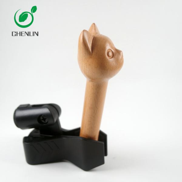 Cat Head Wooden Umbrella Handle Hand Carved Crack Resistant