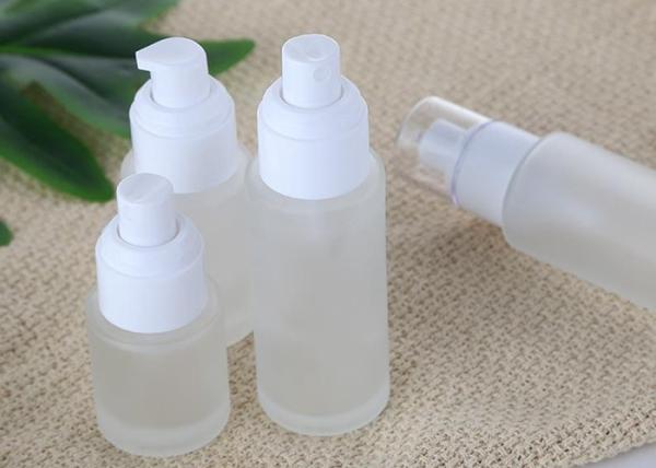 Clear Frosted Glass Serum Pump Bottles 50ml 100ml Empty Skincare Bottles