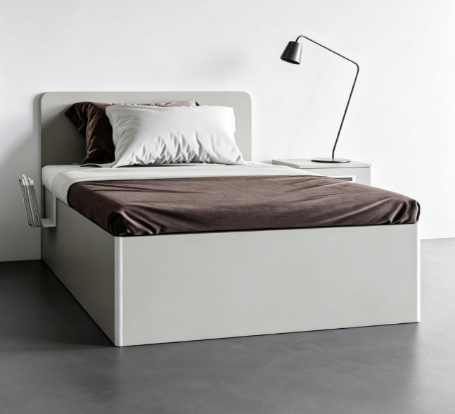Neutral Tone Storage Bed Frame Reinforced Panel ODM Platform Bed With Storage