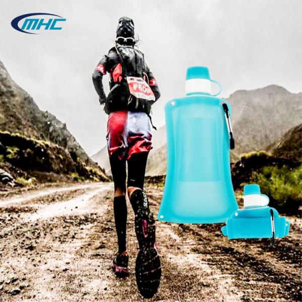 бутылка с водой на открытом воздухе спорт складной бутылки с водой силикона 0.5L ежедневная портативная