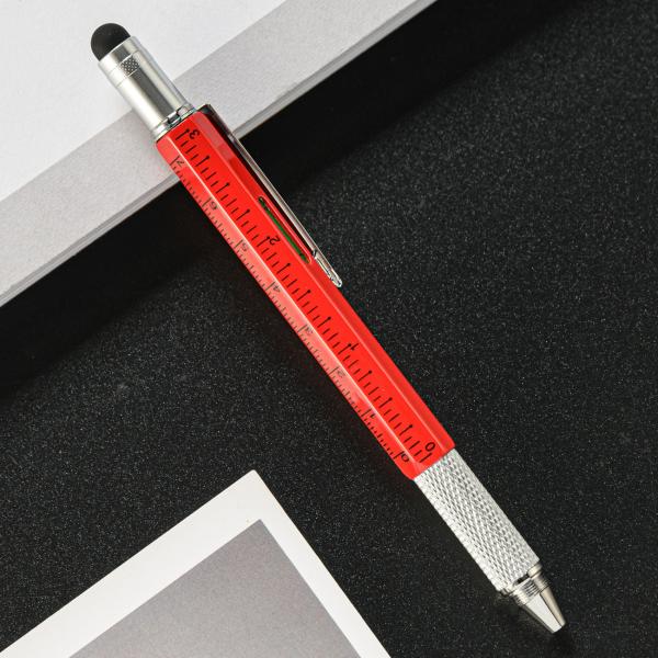 Multifunctional Metal Creative Ballpoint Pen Ruler Screwdriver Touch Screen Gradienter