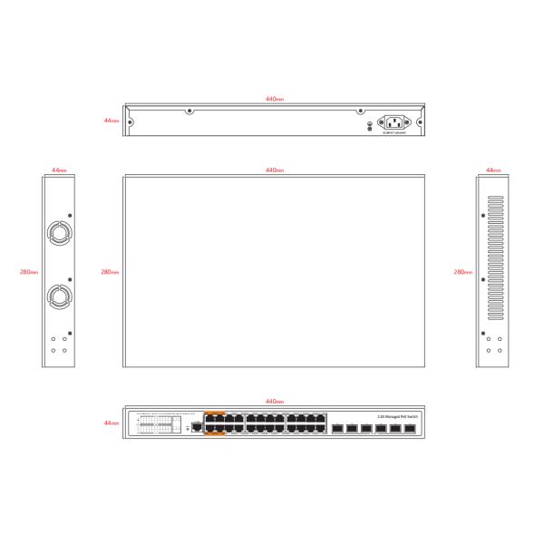 Фабричный Oem/odm L3 Управляемый Ethernet POE Switch с 24*10/100/2500mbps+6* 10Gb SFP+
