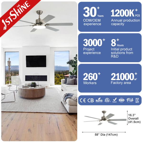 High Volume Natural Wind LED Ceiling Fan with 6 MDF Blades and Modern Design Style 10-