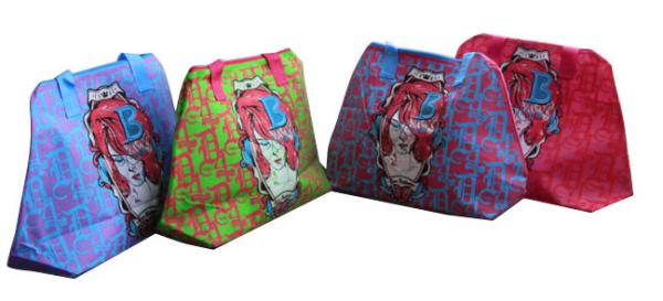 75g Silk screen printing beauty elipe shape sea beach zipper non woven carry bag