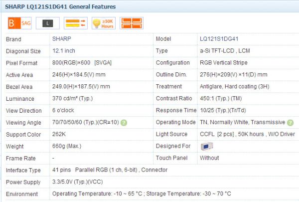 12.1 Medical LCD Panel LQ121S1DG41 Industrial Display 800*600 TTL CCFL