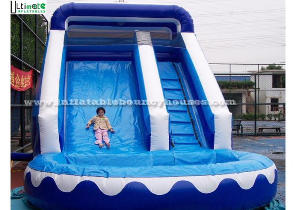 Front load ocean blue inflatable wet slide with pool for kids outdoor parties