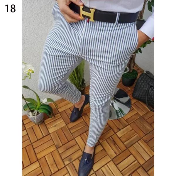 Light Wash Digital Print Polyester Trousers Multi-style Slim-fit Plaid for Casual Men