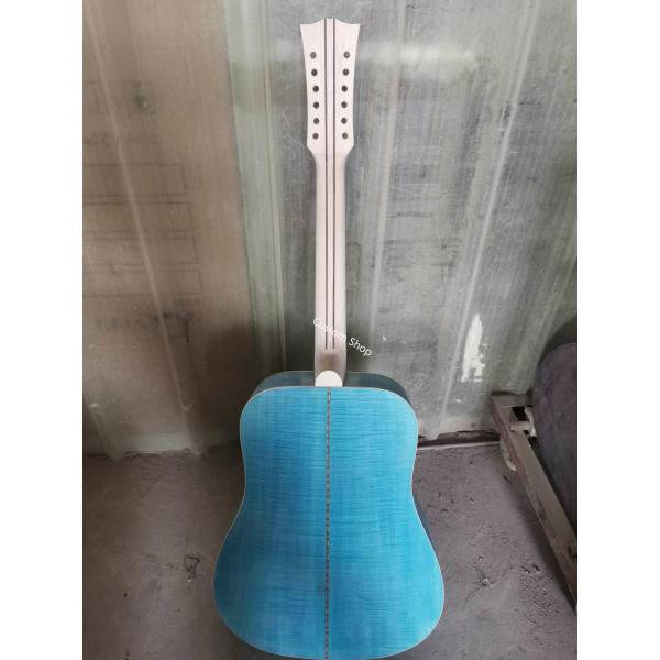 Custom AAAAA 12 Strings All Solid Wood Doves in Flight Viper Blue Acoustic Folk Guitar AAAA solid spruce wood top