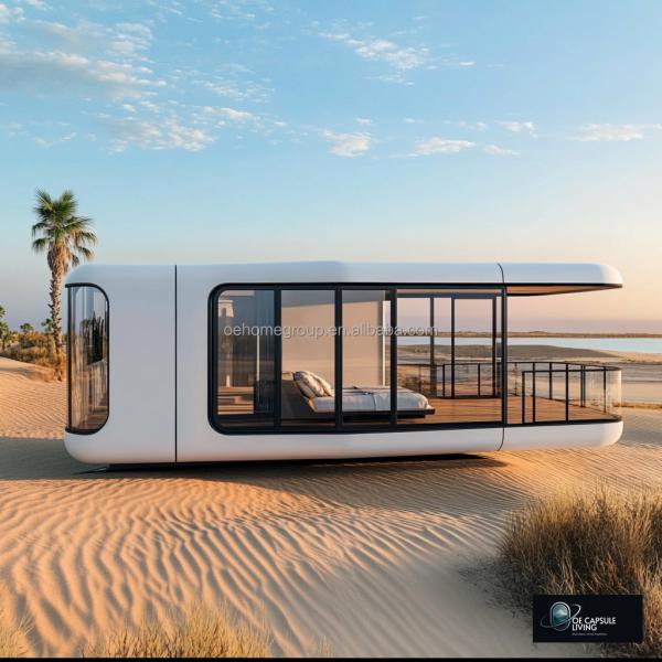 Prefabricated 40 Fthotel Modular Steel Space Capsule House Mobile Container Houses With Toilet For 5 Persons Bedroom