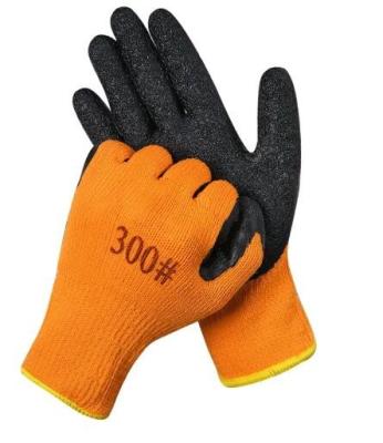 Orange Winter Latex Thermal Gloves 7 Gauge Latex Dipped Gloves Terry Liner Palm Coated