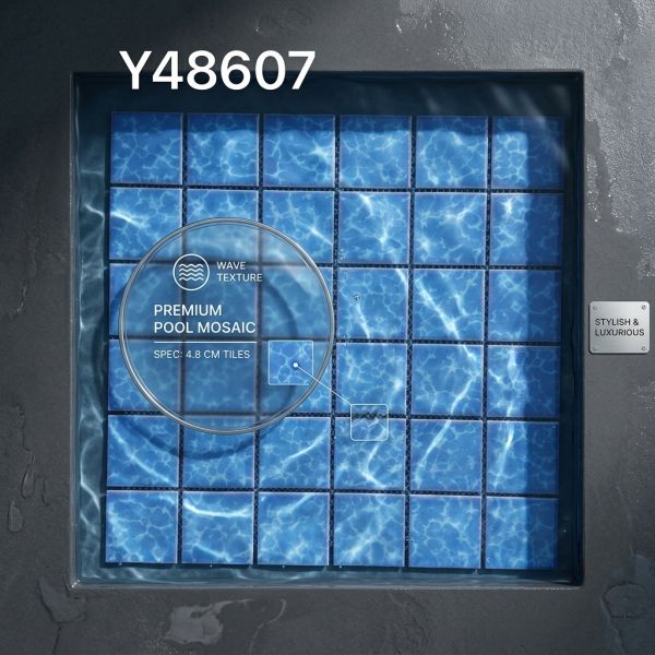 China Hot Sale 48x48mm/300x300mm Blue and Green Glossy Swimming Pool Mosaic Tile for Sale