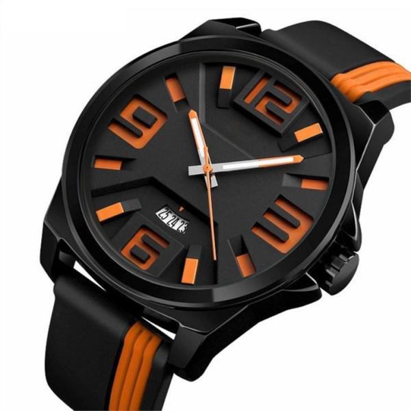 Casual Large Dial Mens Wrist Watches Quartz Movement Zinc Alloy Silicone Strap