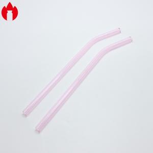 Canudos de vidro borosilicato cor rosa para chá café