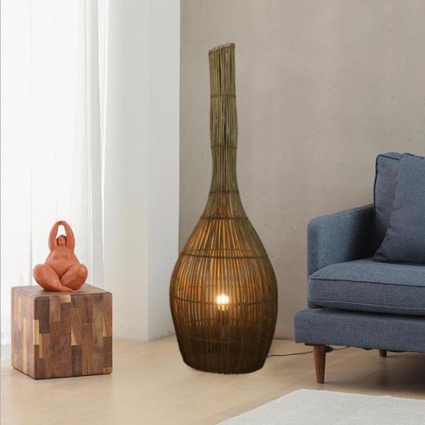 3500K Artistic Rattan Floor Lamps Light For Hotel Club Living Room