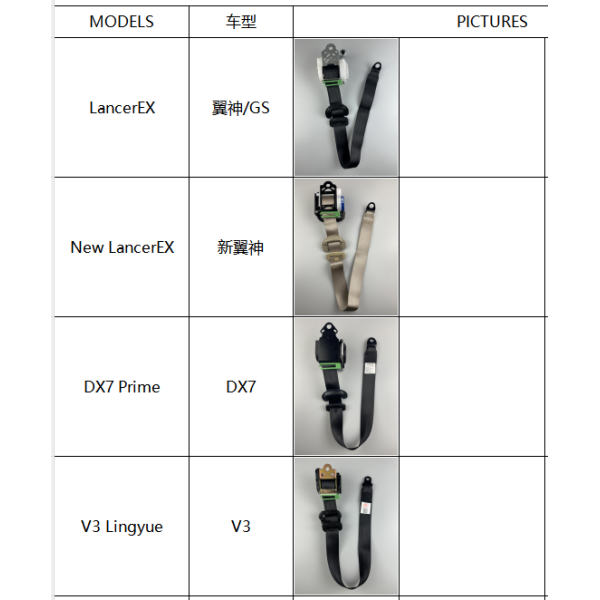 Safety Three Point Seat Belts 3.5m for Mitsubishi Motors Lancer EX
