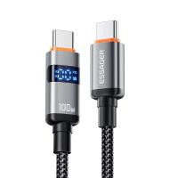 帯状シールド USB C から C 充電ケーブル 100W 1m 2m ES-X61シリーズ