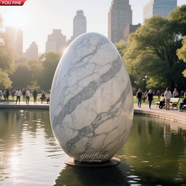 Park Decor Outdoor Marble Egg Sculpture