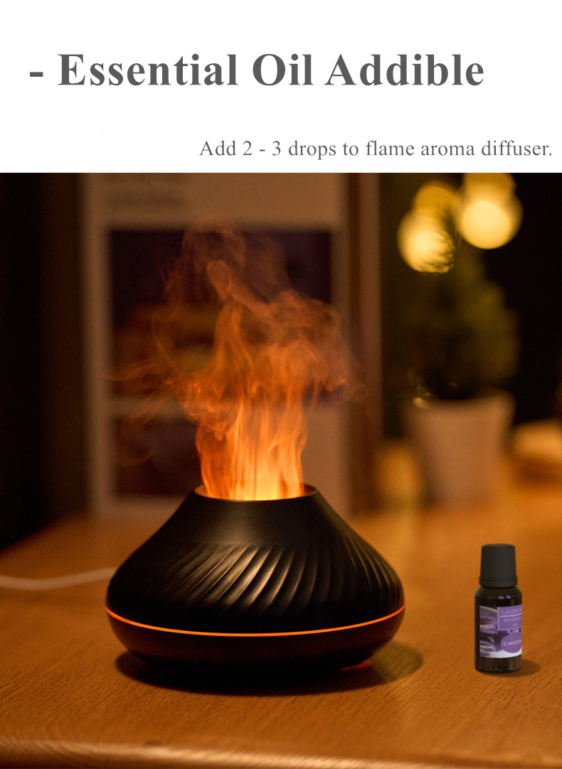 5V USB Essential Oil Ultrasonic Cool Mist Mini Humidifier 7 Color LED Light Portable Desktop Flame Aroma Diffuser