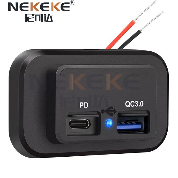 12V Waterproof Marine Power Socket with Dual Quick Charge 3.0 USB Charger in ABS Material