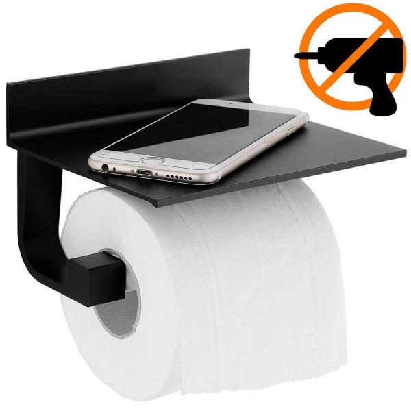 No Drilling Bathroom Hardware Accessories  Self Adhesiv Toilet Paper Holder With Shelf