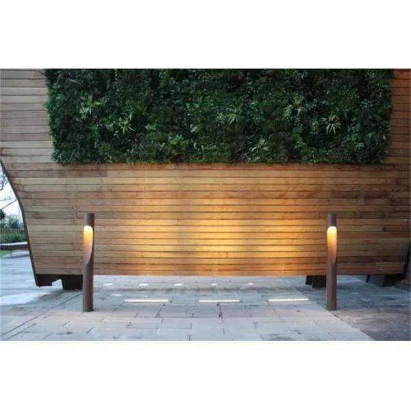 Outdoor Cylinder Led Solar Rust Metal Corten Garden Bollard Light Boxes