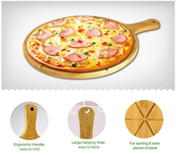 Portable Natural Wooden Pizza Cutting Board No Petrochemicals No Varnishes