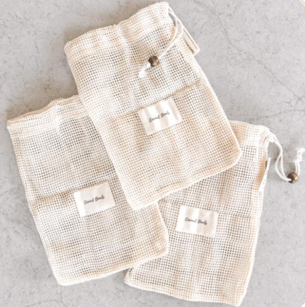 Natural Cotton Double Drawstring Reusable Eco Friendly Grocery Bag Shopping Net Produce OrganicMesh Fruit Bag