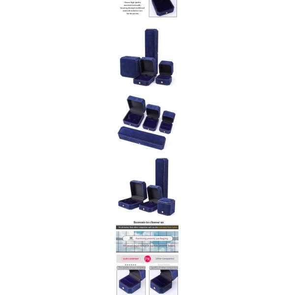 Boîte à bijoux en velours bleu personnalisée avec logo et paquet de bijoux