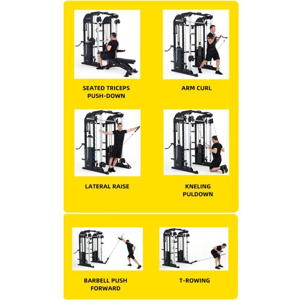 Custom Design Silver Grey Metal All in One Trainer Smith Machine for Home Workouts
